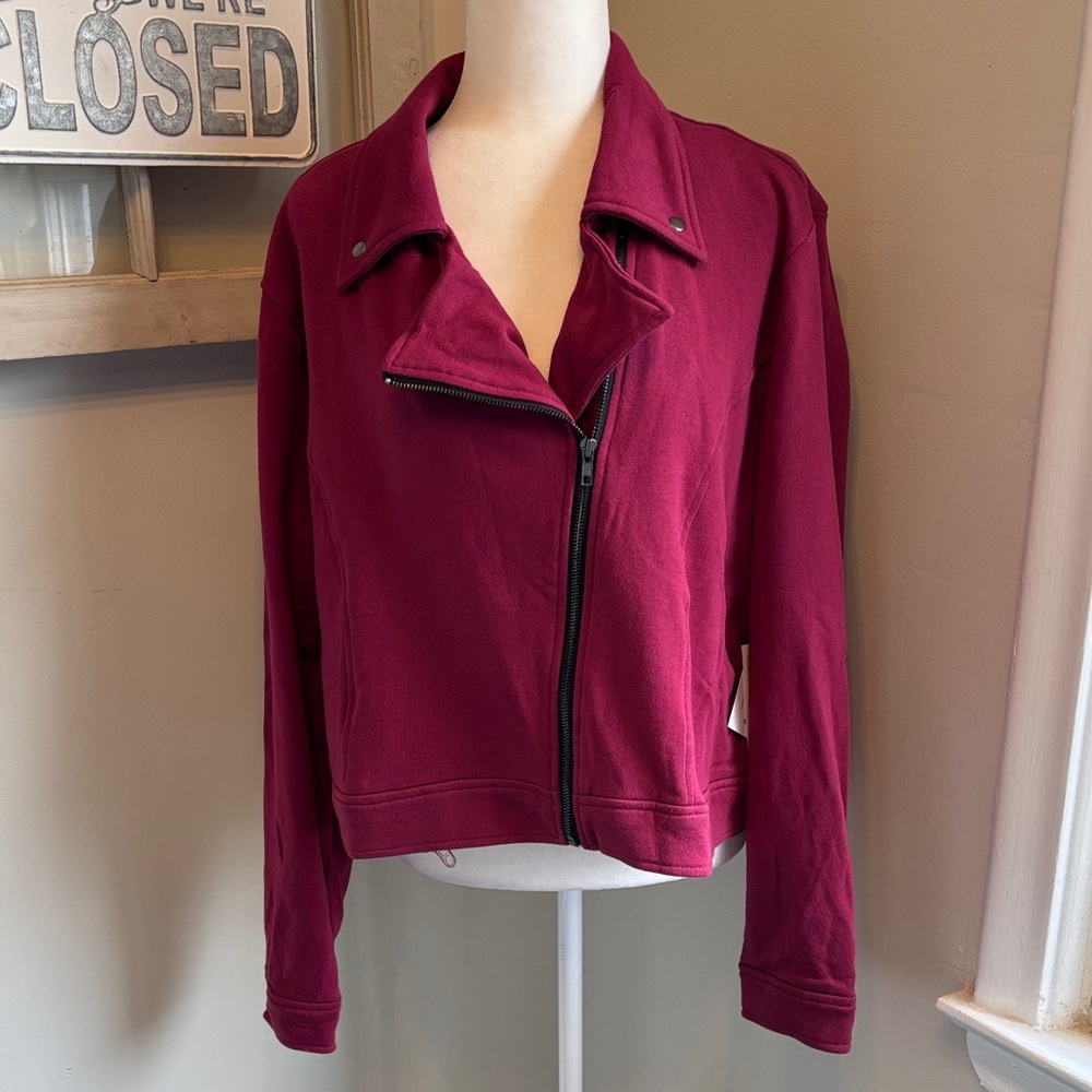Lularoe Presley Zip Up Moto Bomber Jacket Burgundy NWT